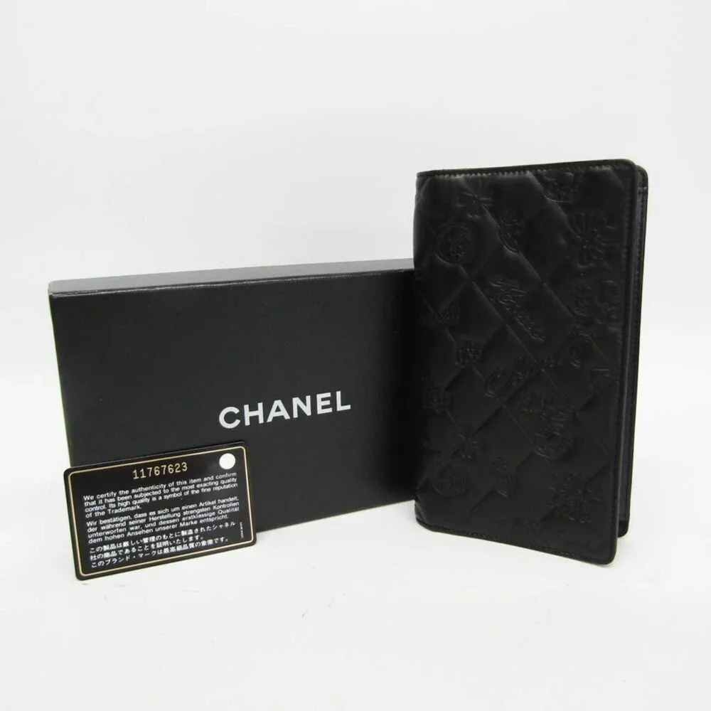 CHANEL black leather